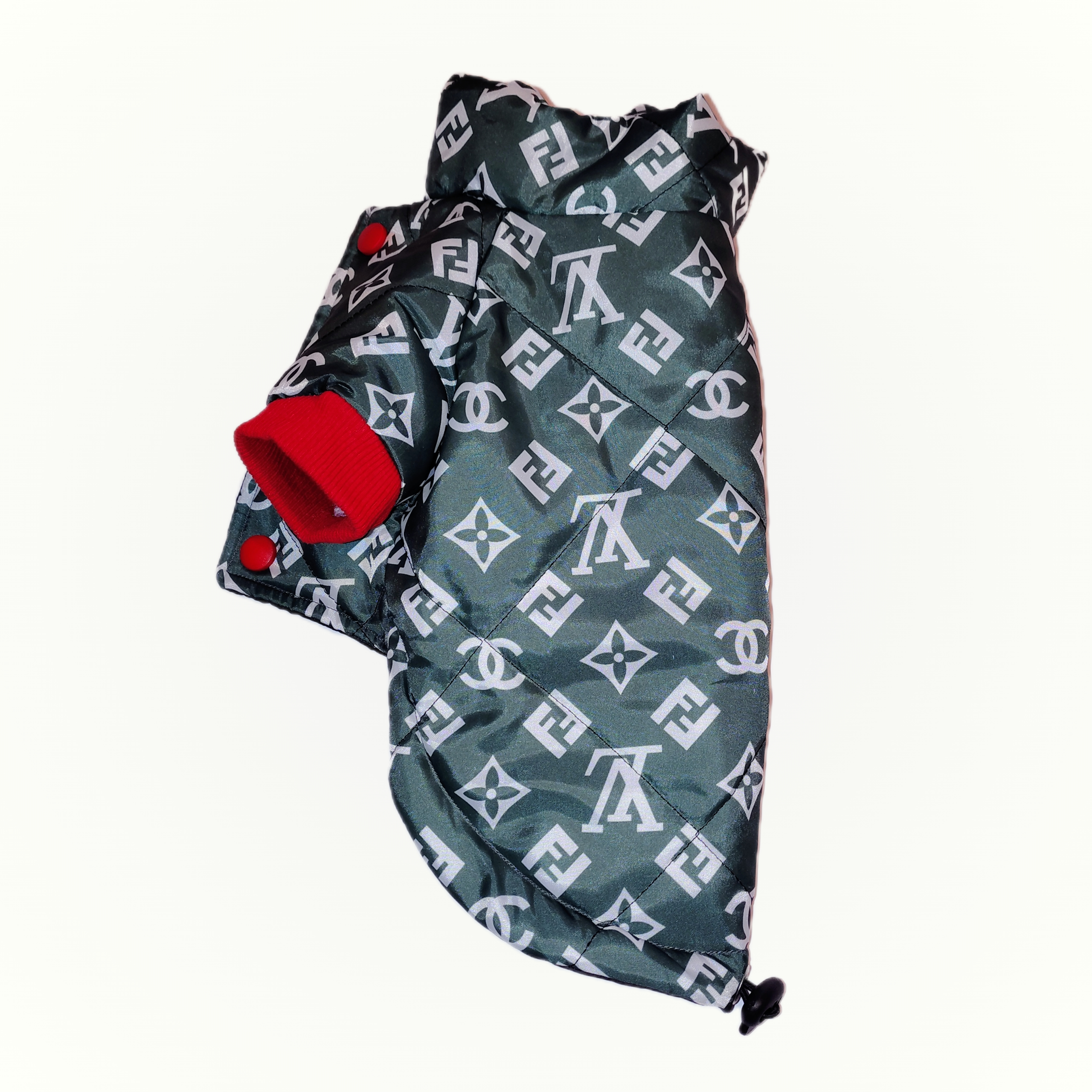Green Louis Vuitton Dog Outfit (Jacket + Boots) πΎπ