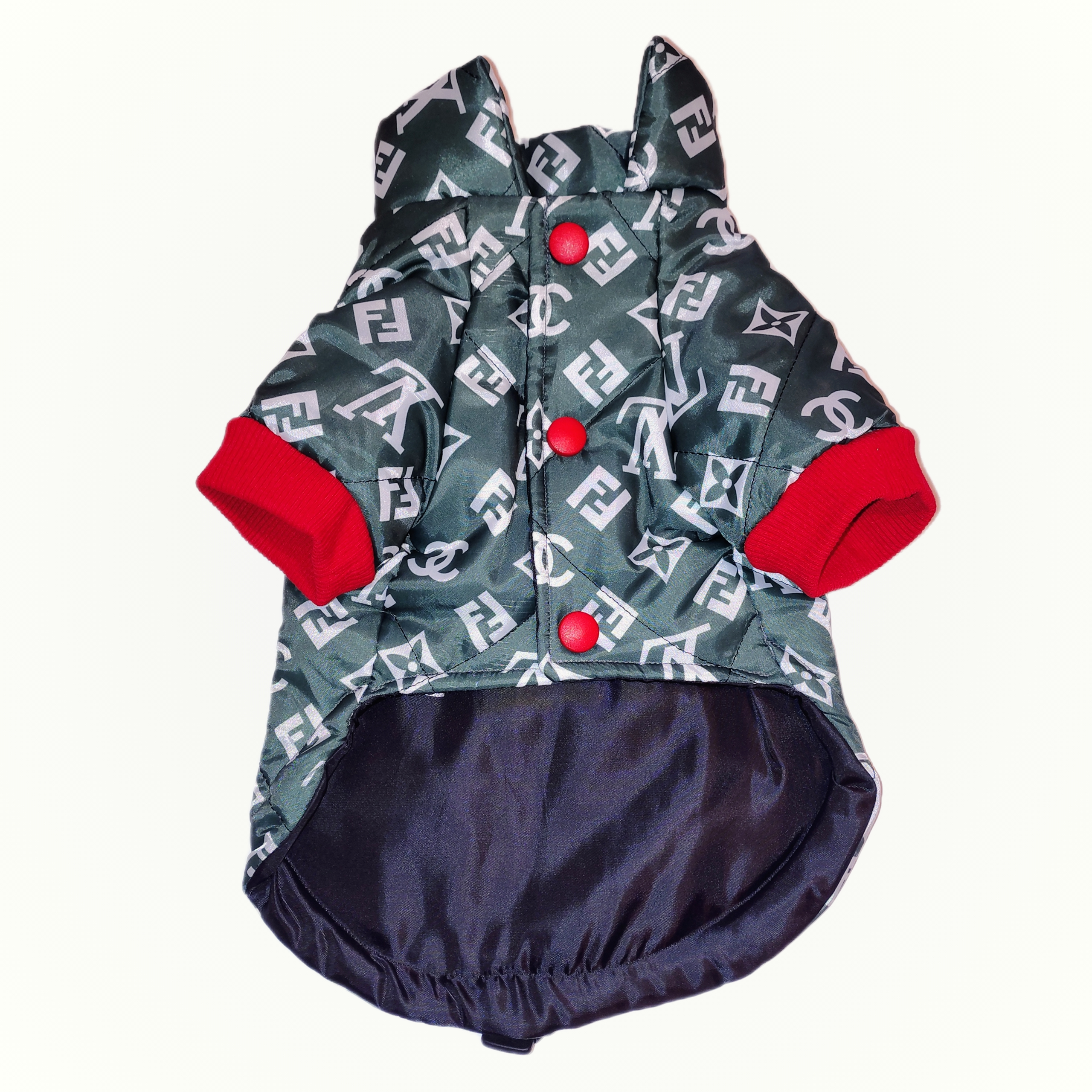 Green Louis Vuitton Dog Outfit (Jacket + Boots) πΎπ